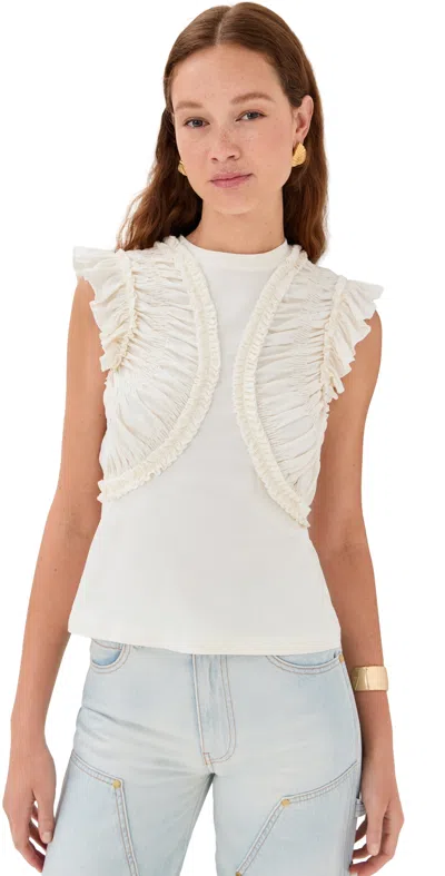 Ulla Johnson Val Sleeveless Ruffled Top Pristine In White