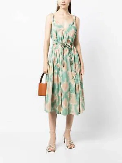 Pre-owned Ulla Johnson Valentina Tie Dye Cotton Sleeveless Midi Dress In Calcite/multi - In Green