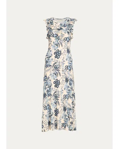 Ulla Johnson Valentine Floral Flutter-sleeve Midi Dress In Multi