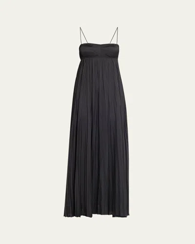 Ulla Johnson Valira Pleated Empire-waist Gown In Noir