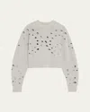 Ulla Johnson Boxy Grey Melange Vanessa Pullover In White