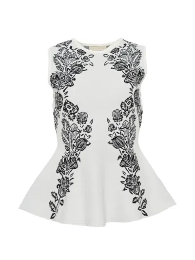 Ulla Johnson Vanna Jacquard-knit Peplum Top In White