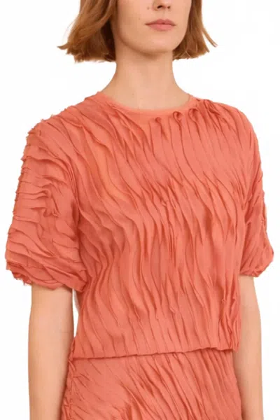 Ulla Johnson Vayda Short Sleeve Top In Chestnut In Orange