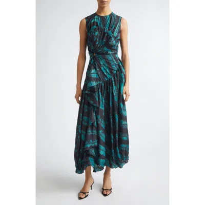 Ulla Johnson Veda Shibori Silk Dress In Green