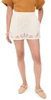 Ulla Johnson Vedi Embroidered Drawstring Shorts In White