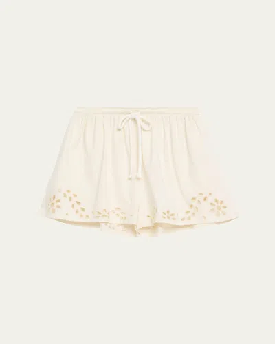 Ulla Johnson Vedi Embroidered Drawstring Shorts In Brown