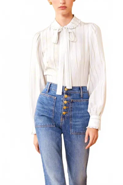 Ulla Johnson Vedra Pussy-bow Striped Silk Blouse In White