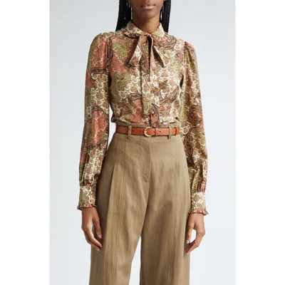 ULLA JOHNSON ULLA JOHNSON VEDRA TIE NECK BUTTON-UP SILK TOP