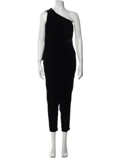 Pre-owned Ulla Johnson Velour One-shoulder Jumpsuit In Black
