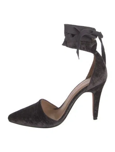 Pre-owned Ulla Johnson Velvet Cutout Accent D'orsay Pumps In Gray