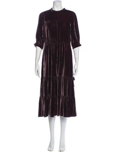 Pre-owned Ulla Johnson Velvet Midi Length Dress In Purple