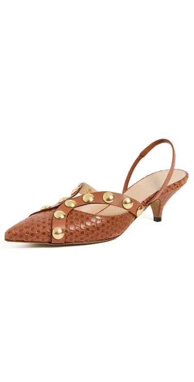 Ulla Johnson Vendome Studded Kitten Heels Nutmeg In Brown