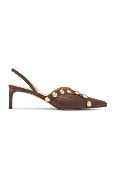 Ulla Johnson Vendome Studded Leather Kitten Heels In Brown