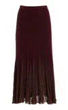 Ulla Johnson Vera Pleated Flared Sunburst-knit Midi Skirt In Brown