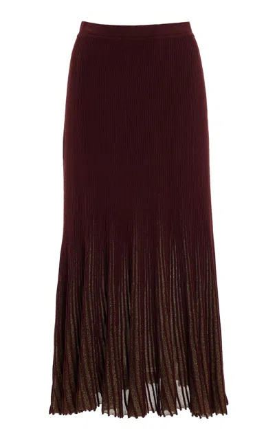 Ulla Johnson Vera Pleated Flared Sunburst-knit Midi Skirt In Brown