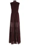 Ulla Johnson Verona Ruffled Smocked Silk-crepon Gown In Brown