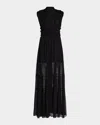 Ulla Johnson Verona Smocked Silk Turtleneck Gown In Black