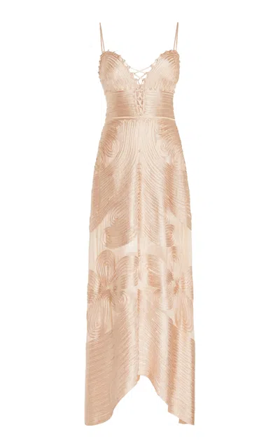 Ulla Johnson Vesna Ribbon-embroidered Silk Maxi Dress In Beige
