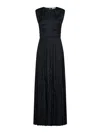 Ulla Johnson Delia Pleated Satin Long Gown In Black
