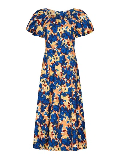 ULLA JOHNSON VESTIDO MIDI - AZUL