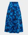 Ulla Johnson Vianne Floral A-line Midi Skirt In Azure