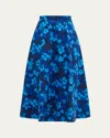Ulla Johnson Vianne Floral A-line Midi Skirt In Azure
