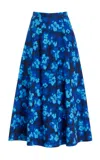 Ulla Johnson Vianne Printed Cotton Midi Skirt In Blue