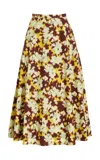 Ulla Johnson Vianne Printed Cotton Midi Skirt In Yellow
