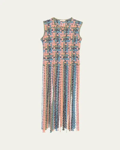 Ulla Johnson Victoria Woven Knit Fringe Top In Blue
