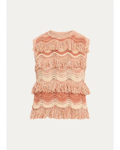 Ulla Johnson Vida Fringe-trim Sleeveless Knit Top In Terracotta