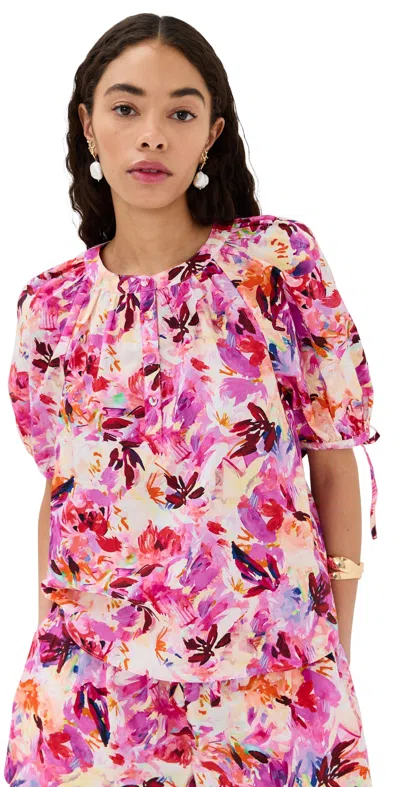 ULLA JOHNSON VIENNE BLOUSE AZALEA