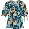 Ulla Johnson Vienne Floral Print Puff Sleeve Top In Delphinium