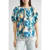 Ulla Johnson Vienne Floral Print Puff Sleeve Top In Multi