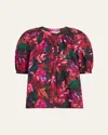 Ulla Johnson Vienne Floral Puff-sleeve Blouse In Vienne Blouse