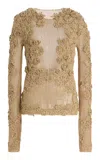 Ulla Johnson Viola Crochet Knit Pullover In Nude