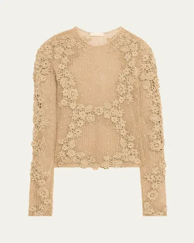 Ulla Johnson Viola Crochet Knit Top In Neutral