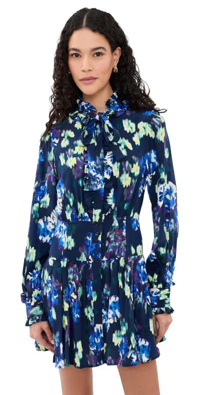 Ulla Johnson Viola Silk Mini Dress Evening Bloom In Blue
