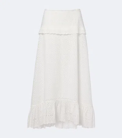 Ulla Johnson Violetta Broderie Anglaise Midi Skirt In White