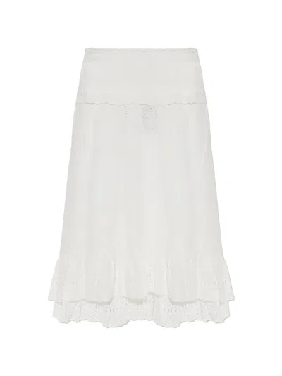 Ulla Johnson Violetta Broderie-anglaise Ruffled Midi Skirt In White