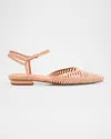 Ulla Johnson Violette Caged Leather Ankle-strap Ballerina Flats In Siena