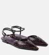 Ulla Johnson Violette Caged Leather Ankle-strap Ballerina Flats In Purple