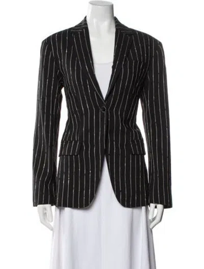 Pre-owned Ulla Johnson Virgin Wool Striped Blazer In Black