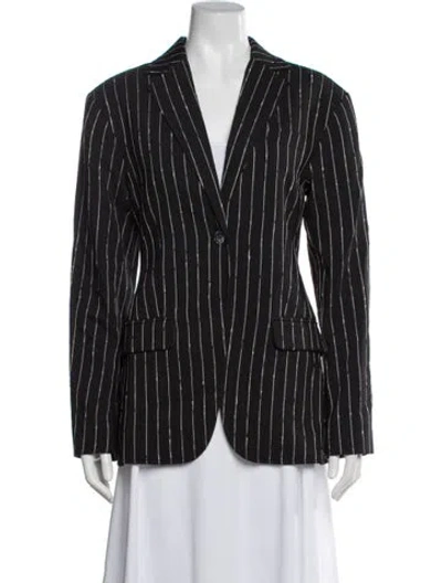 Pre-owned Ulla Johnson Virgin Wool Striped Blazer In Black