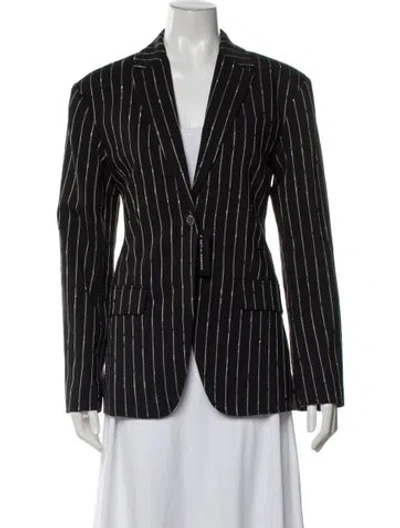 Pre-owned Ulla Johnson Virgin Wool Striped Blazer In Black