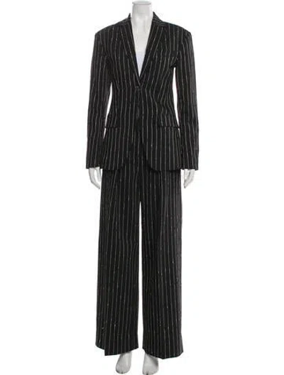 Pre-owned Ulla Johnson Virgin Wool Striped Pantsuit In Black