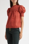 Ulla Johnson Virginia Lace Collar Puff Sleeve Top In Brown
