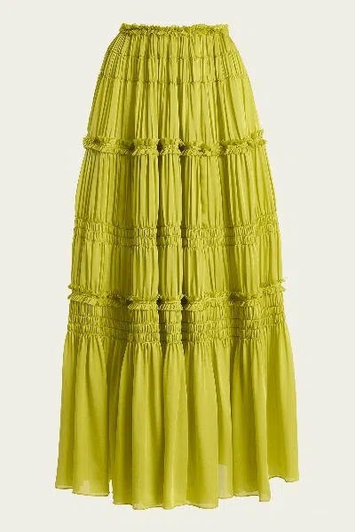 Ulla Johnson Virginie Silk Skirt In Chartreuse
