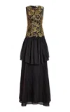 Ulla Johnson Vittoria Embroidered Silk Gown In Black