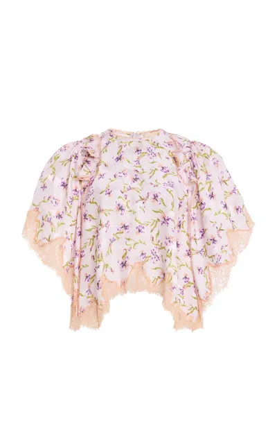 Ulla Johnson Vivi Silk Ruffle Top In Multi