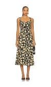 Ulla Johnson Vivi Sweetheart Neckline Midi Dress In Tourmaline In Black